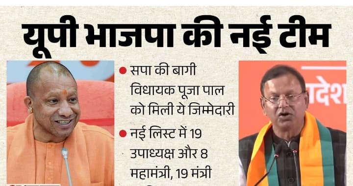 यूपी भाजपा की नई टीम का एलान: राजनाथ सिंह के बेटे को