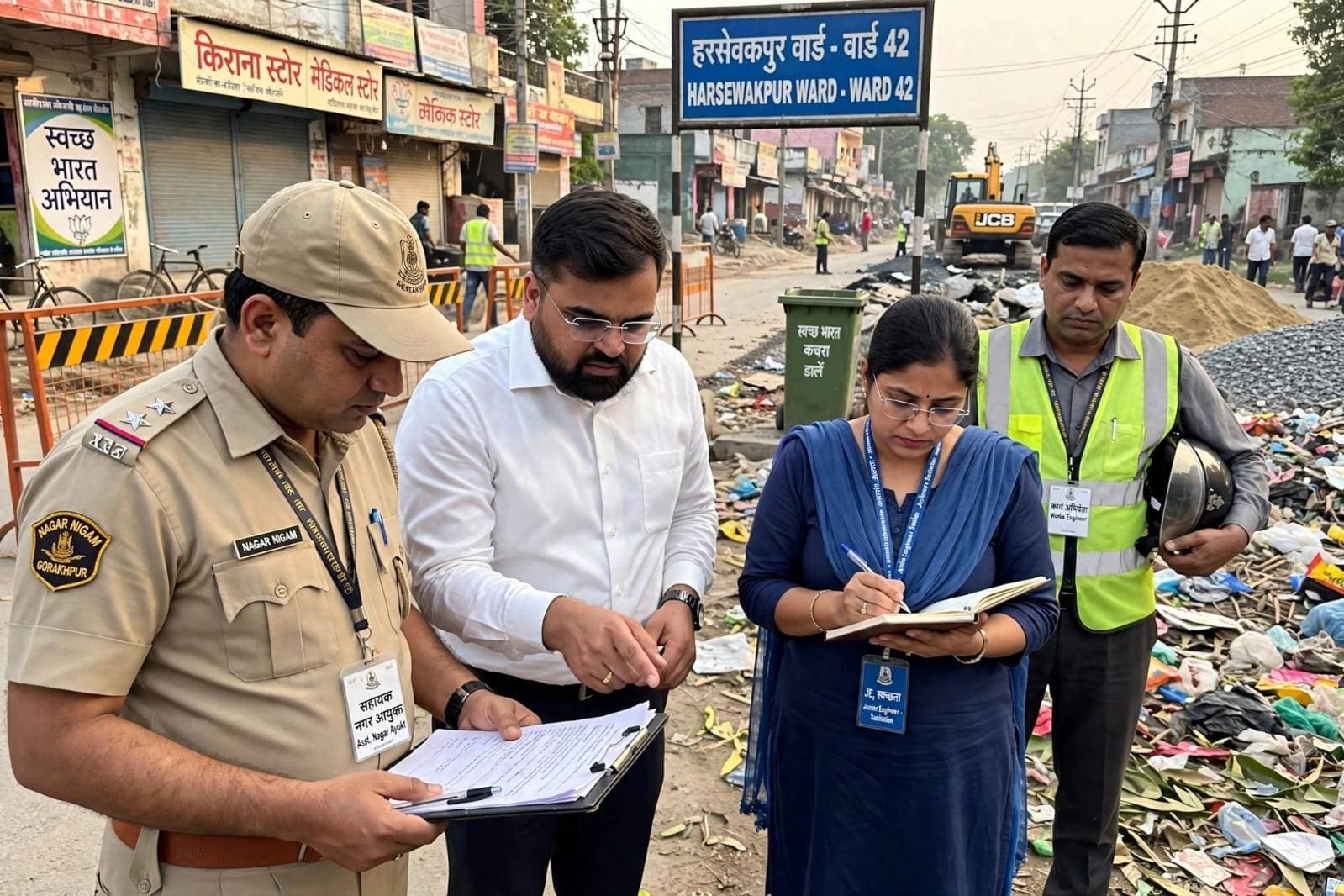 गंदगी देख नाराज हुए नगर आयुक्त, पांच सफाई कर्मचारी हटाए हरसेवकपुर वार्ड